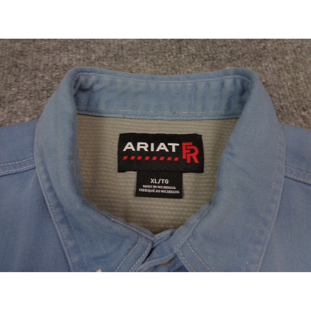 Ariat FR Shirt Mens XL Blue Workwear Long Sleeve Button Work Flame Resistant - Picture 7 of 11